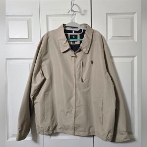 US Polo Association Tan Zip Up Jacket Fully Lined W/Pockets, Size 2XL, Like New